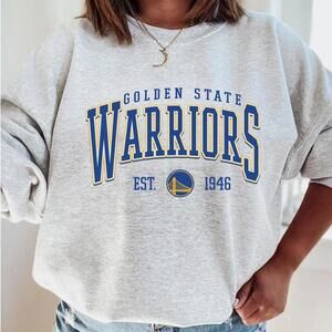 Golden State Warriors Basketball Design Grey Classic Crewneck Sweatshirt